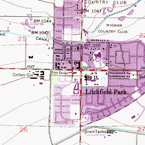 Topographic Map of Litchfield Park Recreation Center, AZ