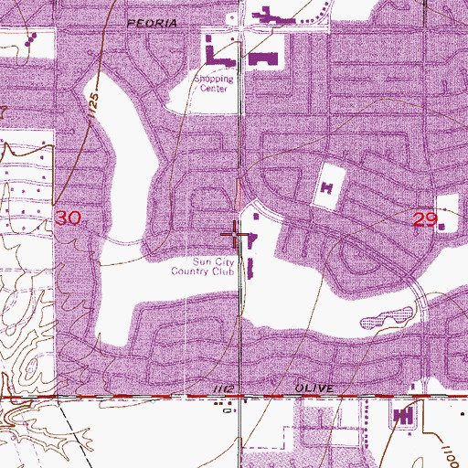 Topographic Map of Mountain View Recreation Center, AZ