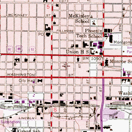 Topographic Map of Phoenix Convention Center West Building, AZ