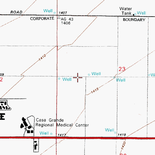 Topographic Map of Palm Creek Golf Course, AZ