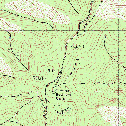 Topographic Map of New River Divide Trail, CA