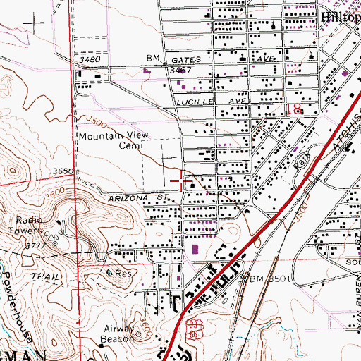 Topographic Map of Abundant Life Family Worship Center, AZ