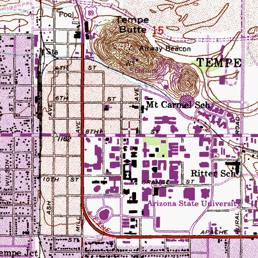 Topographic Map of All Saints Catholic Newman Center, AZ