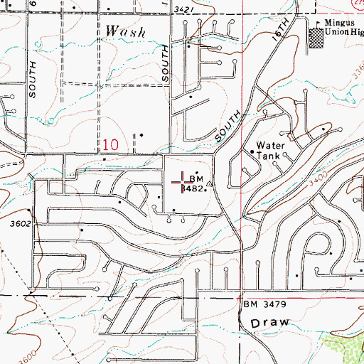 Topographic Map of Allegheney Wesleyan Methodist Church, AZ