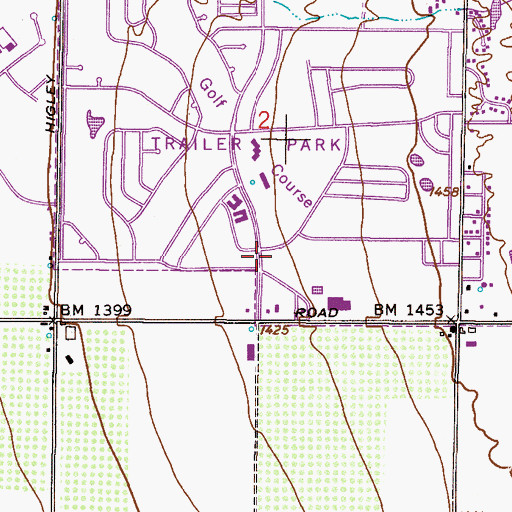 Topographic Map of Apache Wells Community Church, AZ