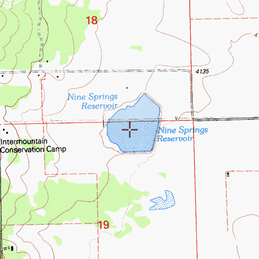 Topographic Map of Nine Springs Reservoir, CA