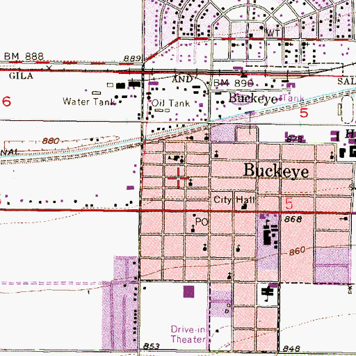 Topographic Map of Buckeye Light and Life Church, AZ