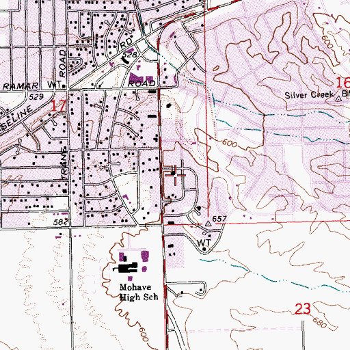 Topographic Map of Bullhead City Church of Christ, AZ