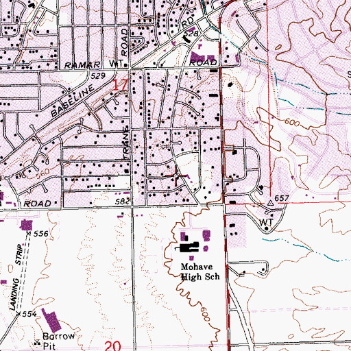Topographic Map of Bullhead First Southern Baptist Church, AZ