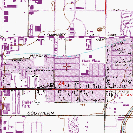 Topographic Map of Calvary Baptist Church, AZ