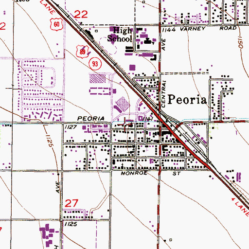 Topographic Map of Calvary Baptist Church, AZ