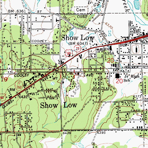 Topographic Map of Calvary Baptist Church, AZ