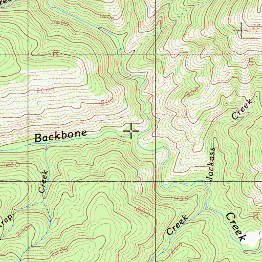 Topographic Map of North Fork Backbone Creek, CA