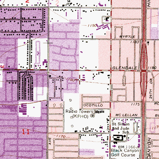 Topographic Map of Calvary Chapel of Central, AZ