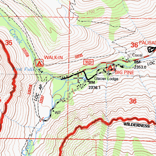 Topographic Map of North Fork Big Pine Creek, CA