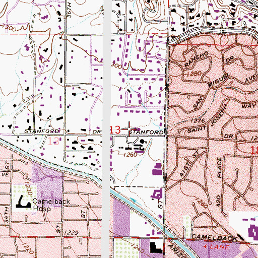 Topographic Map of Camelback Bible Church, AZ