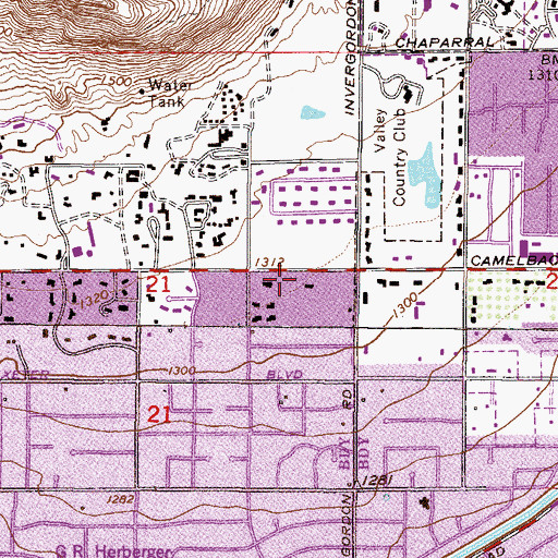 Topographic Map of Camelback Christian Church, AZ