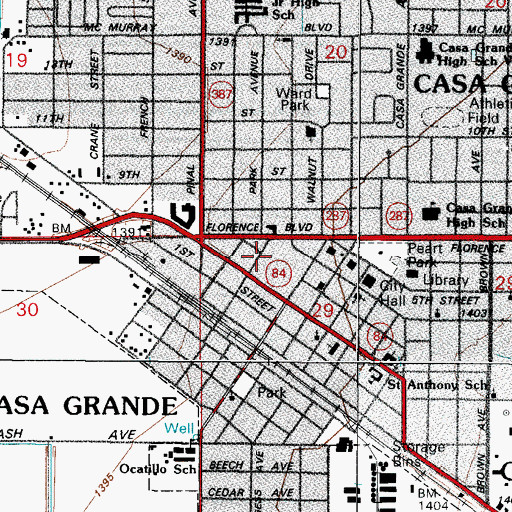 Topographic Map of Central Lutheran Church Casa Grande Site, AZ