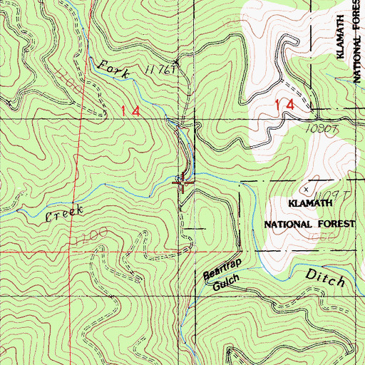 Topographic Map of North Fork Ditch Creek, CA
