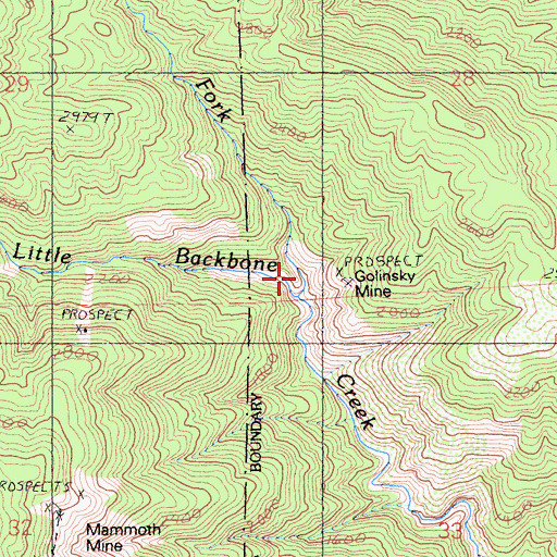 Topographic Map of North Fork Little Backbone Creek, CA