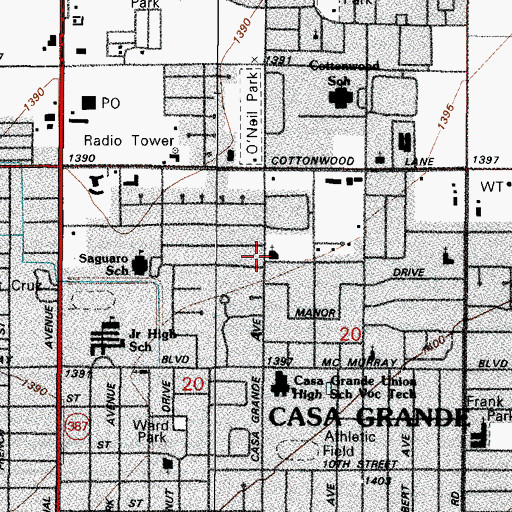 Topographic Map of Christian Church of Casa Grande, AZ