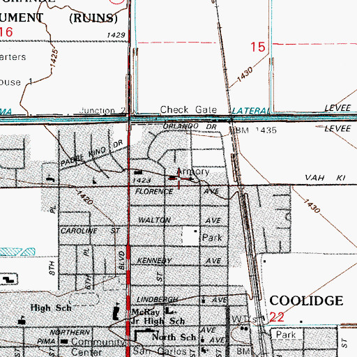Topographic Map of Church of Christ, AZ