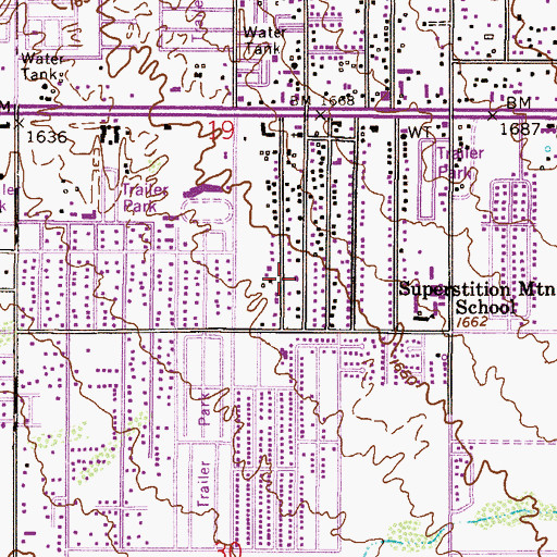 Topographic Map of Church of Christ, AZ