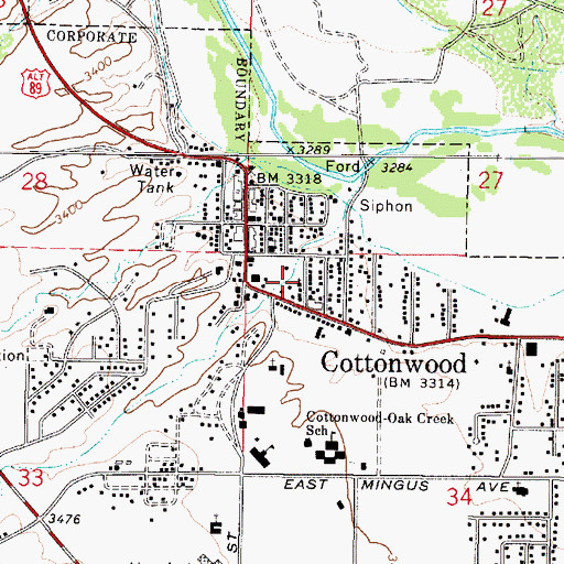 Topographic Map of Church of Christ, AZ