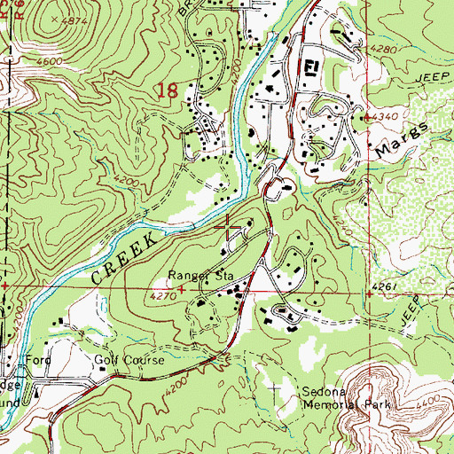 Topographic Map of Church of the Red Rocks, AZ