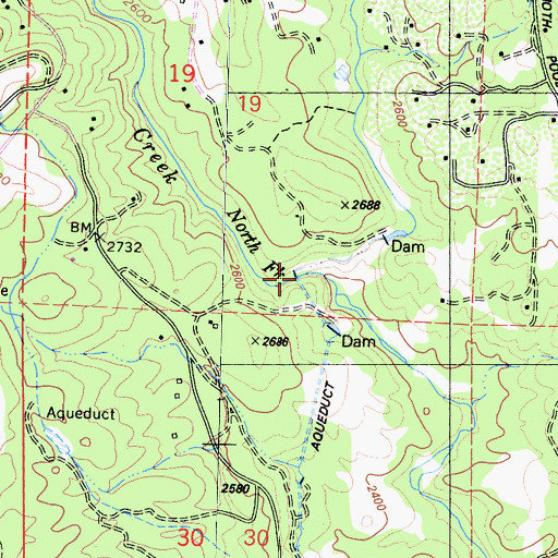 Topographic Map of North Fork Willow Creek, CA