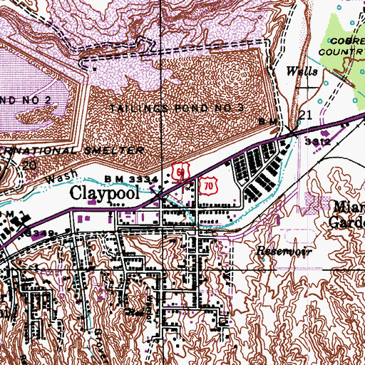 Topographic Map of Claypool United Methodist Church, AZ