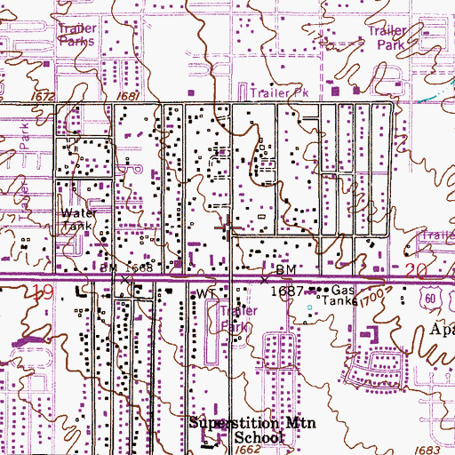 Topographic Map of Cornerstone Wesleyan Church, AZ