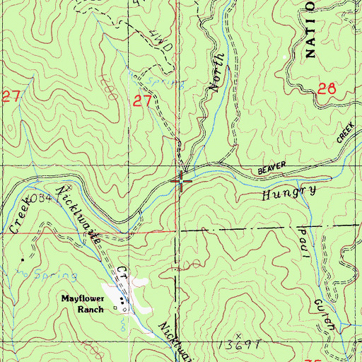 Topographic Map of North Hungry Creek, CA