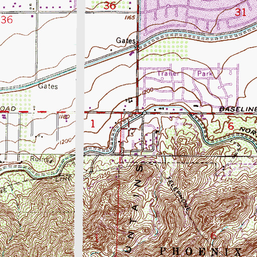 Topographic Map of Desert Valley Church of God, AZ