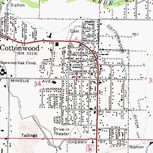 Topographic Map of Evangel Worship Center, AZ