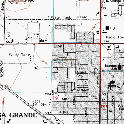 Topographic Map of Evangelist Temple Church, AZ