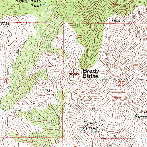 Topographic Map of Brady Butte, AZ