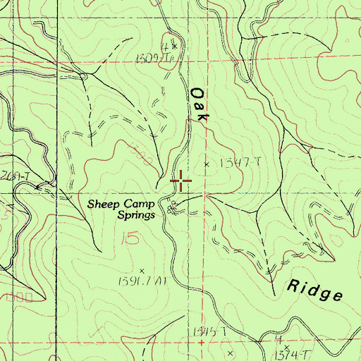 Topographic Map of Oak Ridge, CA