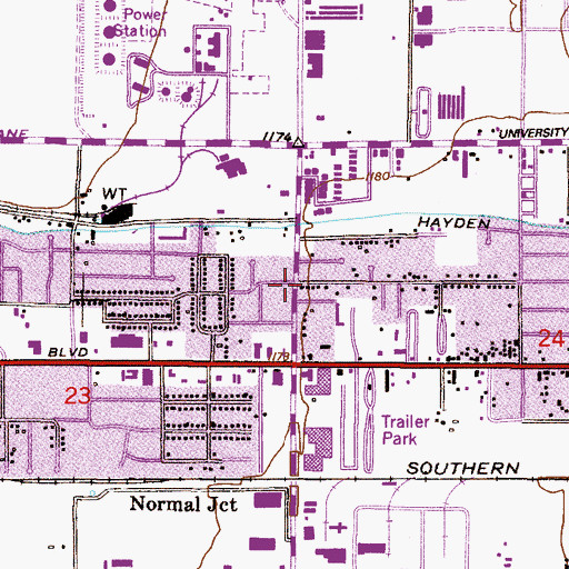 Topographic Map of Fil - Am Baptist Church, AZ