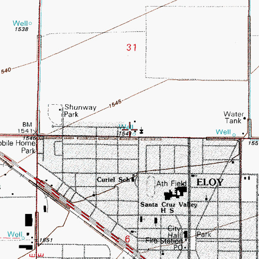 Topographic Map of First Assembly of God, AZ