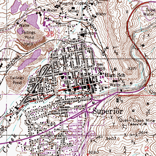 Topographic Map of First Assembly of God, AZ