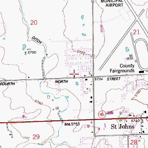 Topographic Map of First Baptist Church, AZ