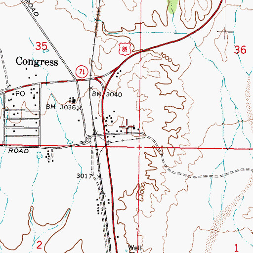 Topographic Map of First Baptist Church, AZ