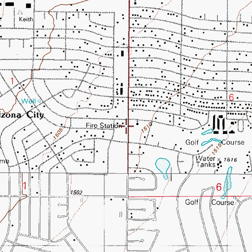 Topographic Map of First Baptist Church, AZ
