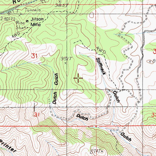 Topographic Map of Olsen Mine, CA