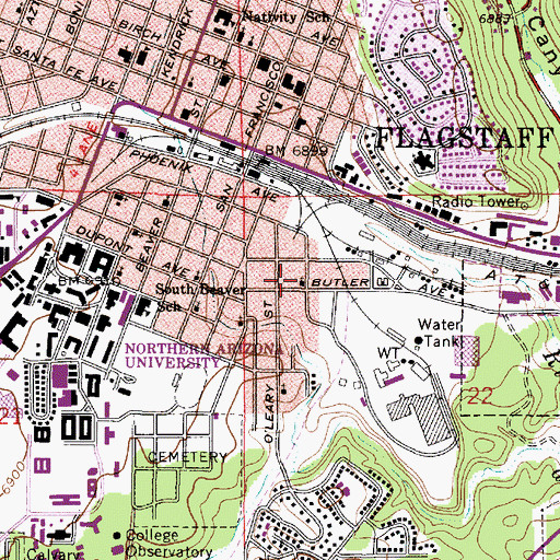 Topographic Map of First Baptist Church, AZ