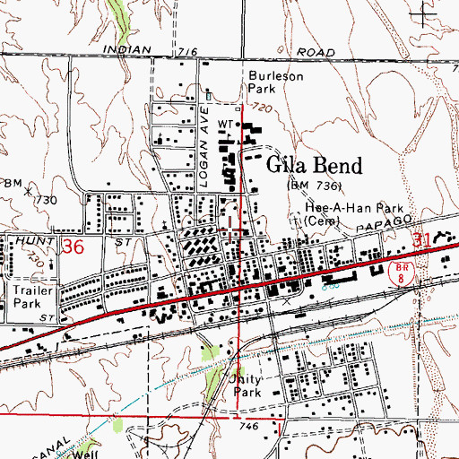 Topographic Map of First Baptist Church, AZ
