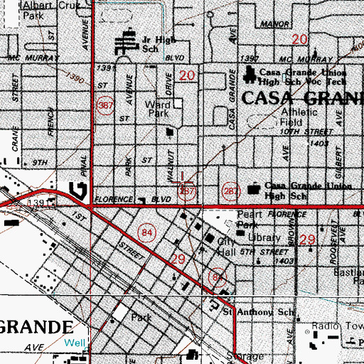 Topographic Map of First Baptist Church, AZ