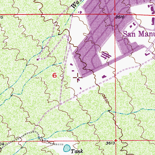 Topographic Map of First Baptist Church in San Manuel, AZ