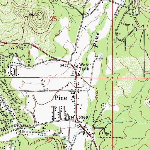 Topographic Map of First Baptist Church of Pine, AZ